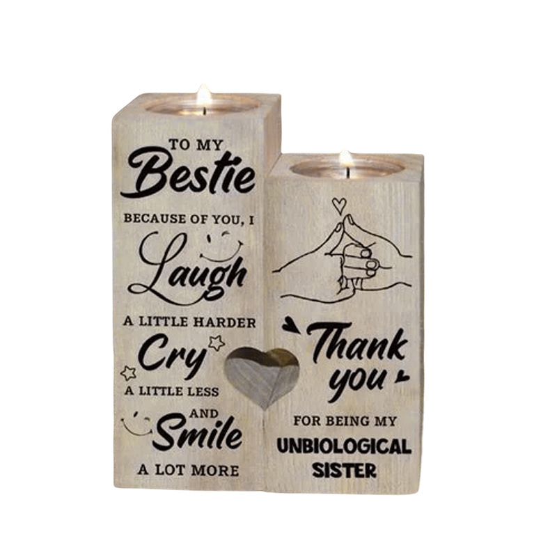 Smile A Lot More - Wooden Candle Holder with Candle Gift for Your Loved Ones | Bowlift