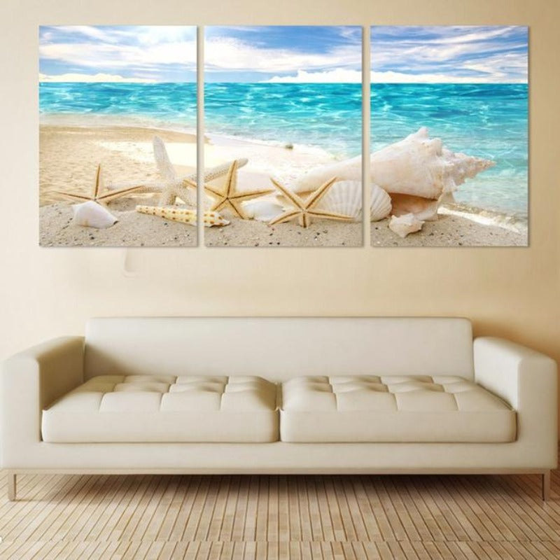 Sea Beach Shell View - Canvas Wall Art Painting | Bowlift