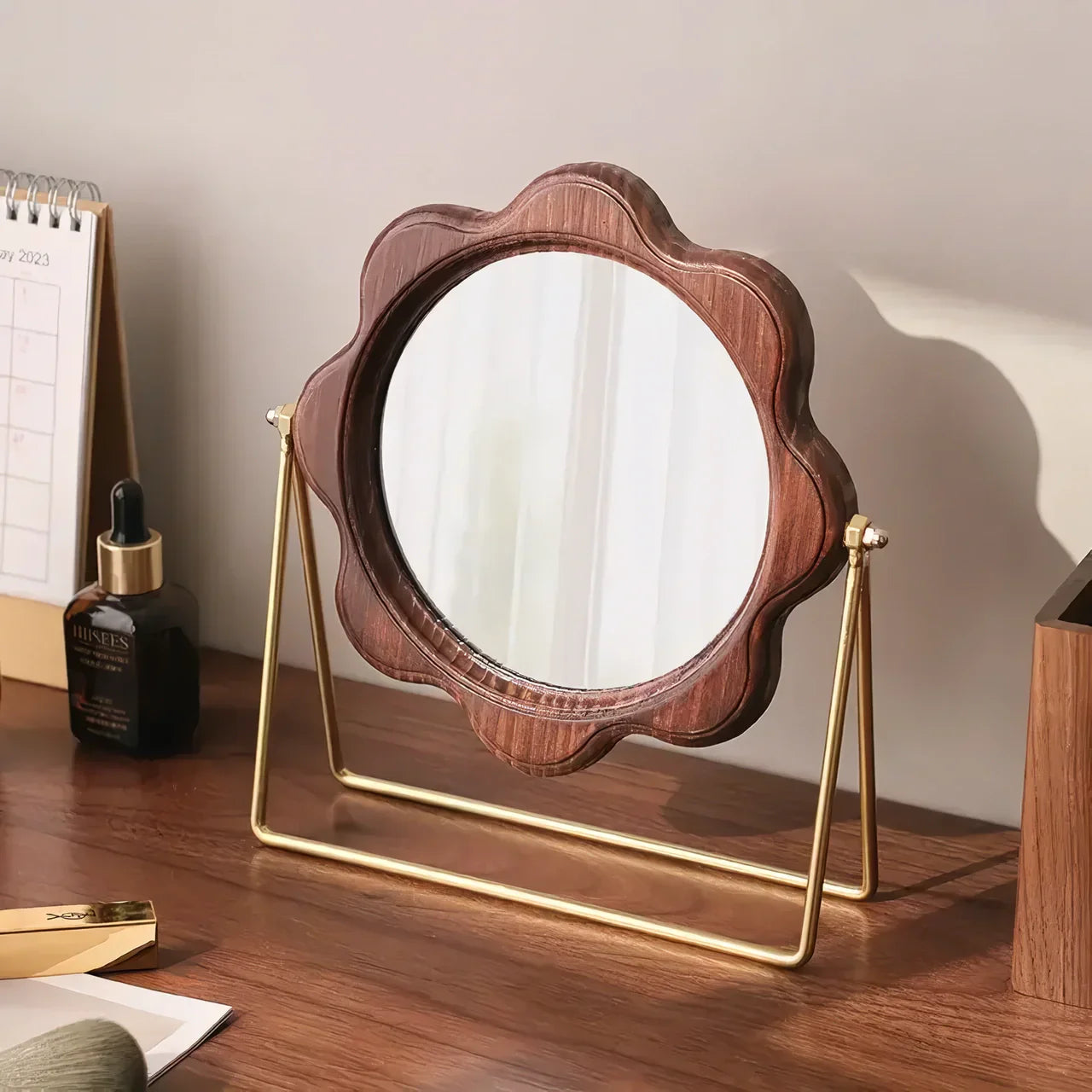 BowLift | Elegant Rotatable Desktop Makeup Mirror – Neoclassical Design