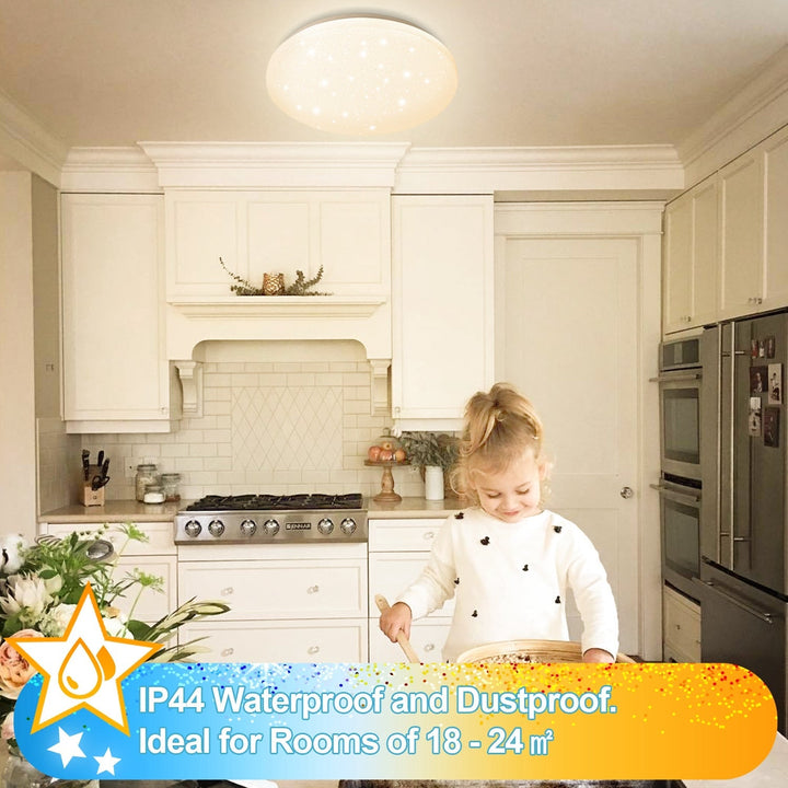 24W LED Ceiling Light Dimmable with Starry Sky Effect | Bowlift
