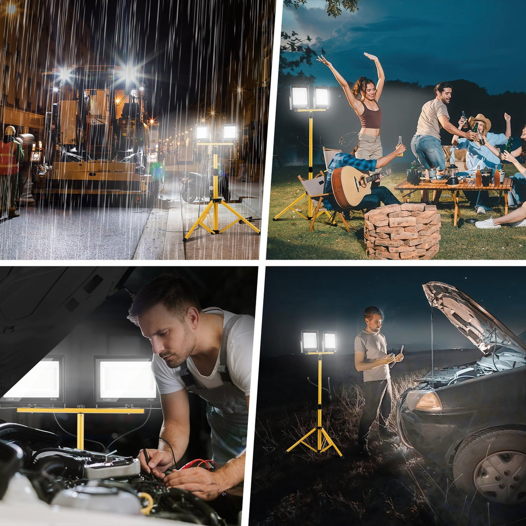LED Construction Spotlight 2 x 50W/100W/200W with Tripod Adjustable | Bowlift