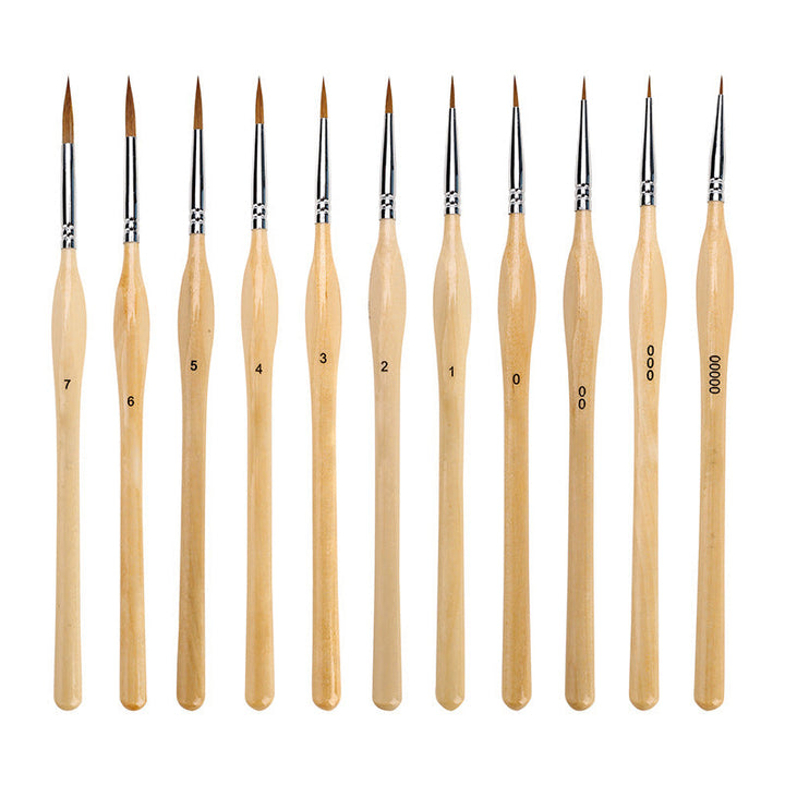 BowLift | 11 Pcs Miniature Detail Paint Brush Set With Natural Wood Handle