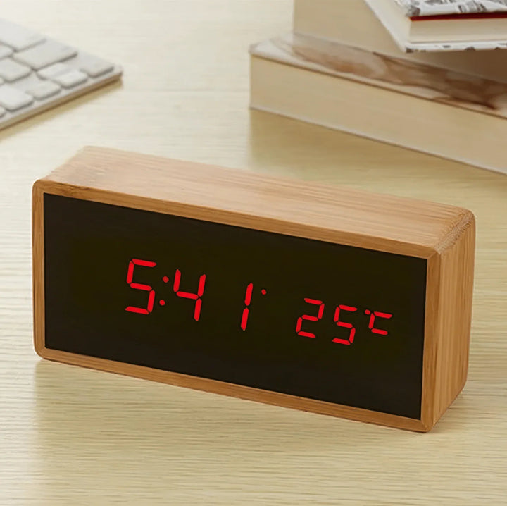 BambooTime - LED Alarm Clock made of Bamboo Bowlift