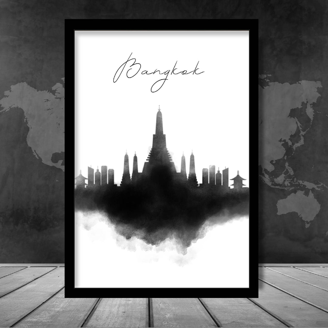 Bangkok Watercolor Skyline City View Print | Bowlift