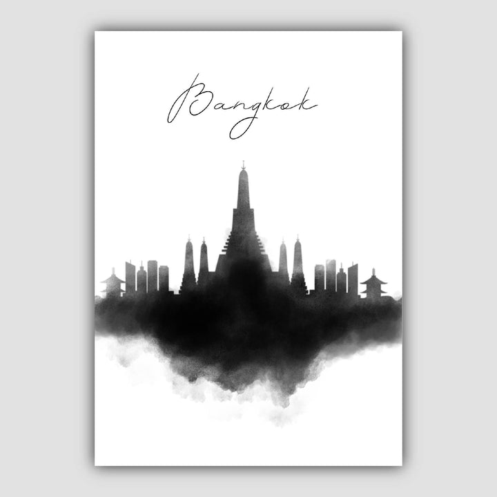 Bangkok Watercolor Skyline City View Print | Bowlift