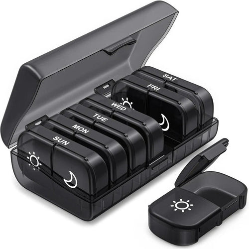 BowLift | AM PM Weekly Pill Organizer – Travel-Friendly, Large Capacity & BPA-Free