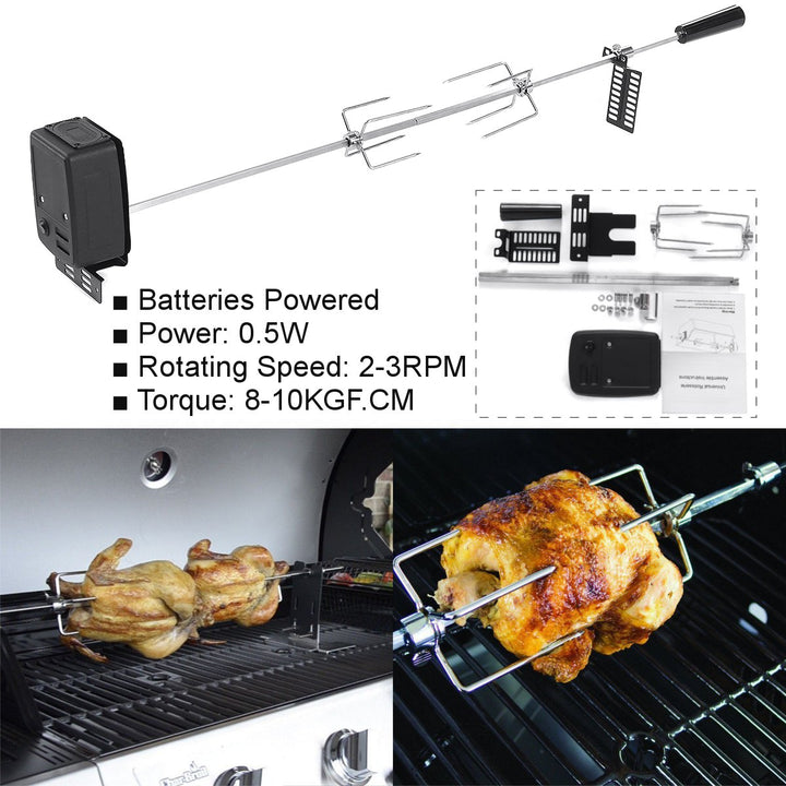 BBQ Grill Motor Meat Forks Set Automatic Spit Rod Rotisserie Kit | Bowlift