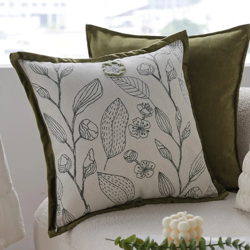 BowLift | Elegant Green Jacquard Decorative Pillow Cover