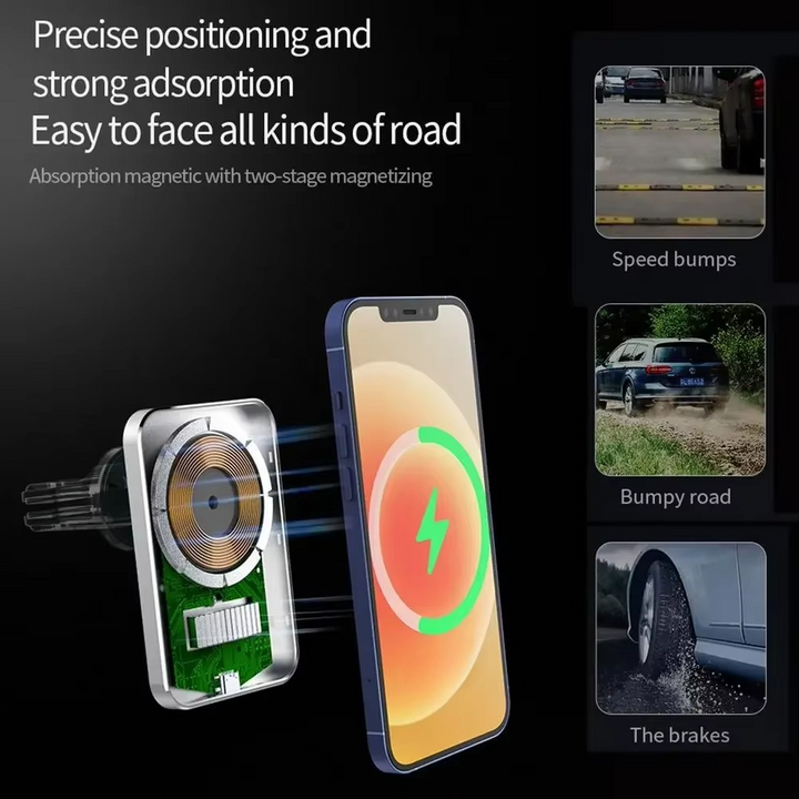 BowLift | 15W Magnetic Wireless Car Charger Mount with Type-C Fast Charging for iPhone 12 and 13 Series