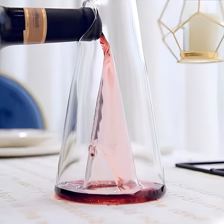 Red Wine Decanter made of Glass – Stylish Aeration with Waterfall Pouring | Includes Cooling Container | Bowlift