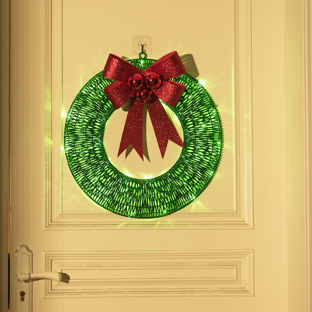 BowLift | Illuminated Christmas Wreath Luxury Gold-Green 50cm – Handmade Door Wreath with LED