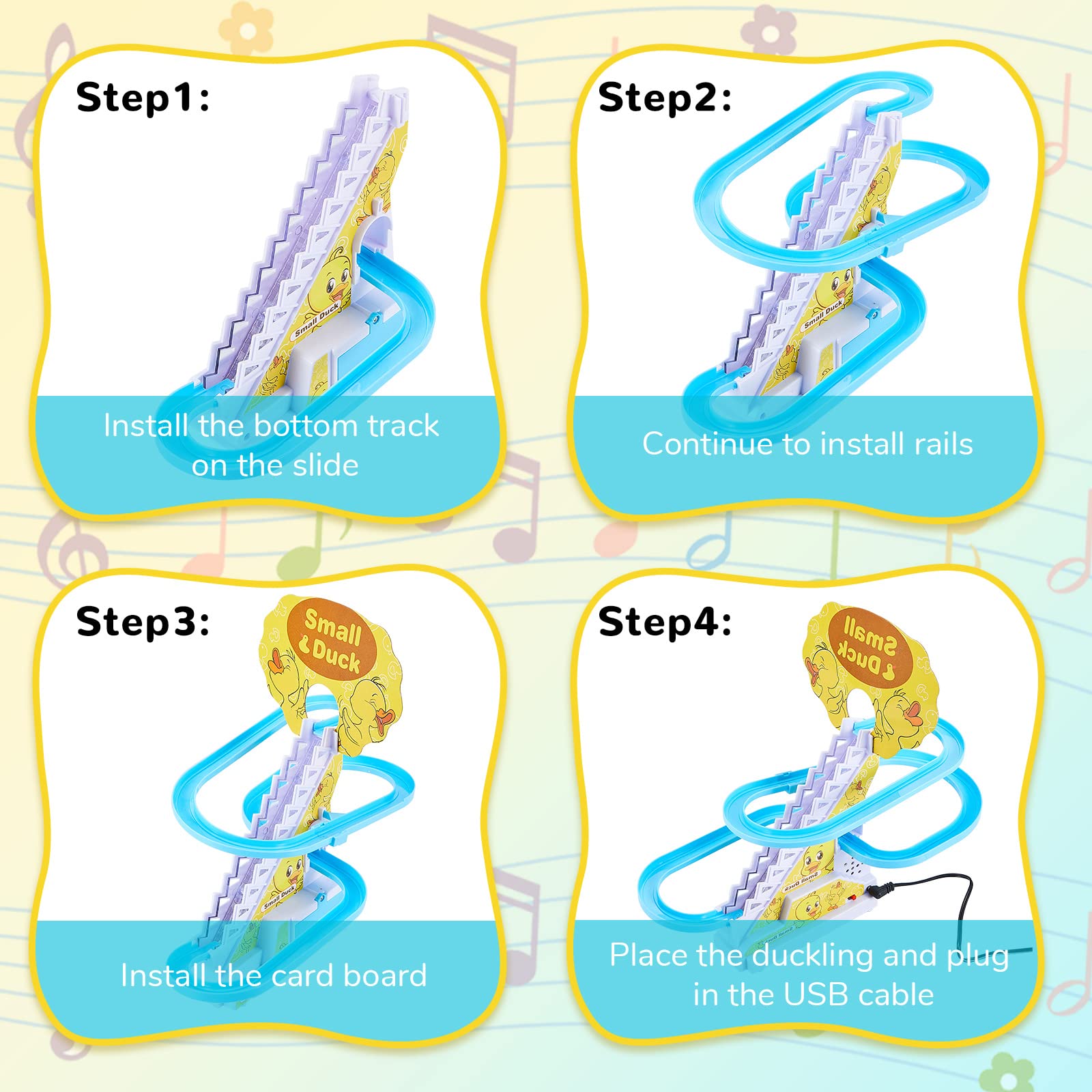 BowLift | Funny Automatic Stair-Climbing Ducklings Cartoon Race Track Set