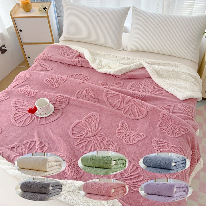 Cozy Luxe – Soft Fleece Blanket with Butterfly Design Bowlift