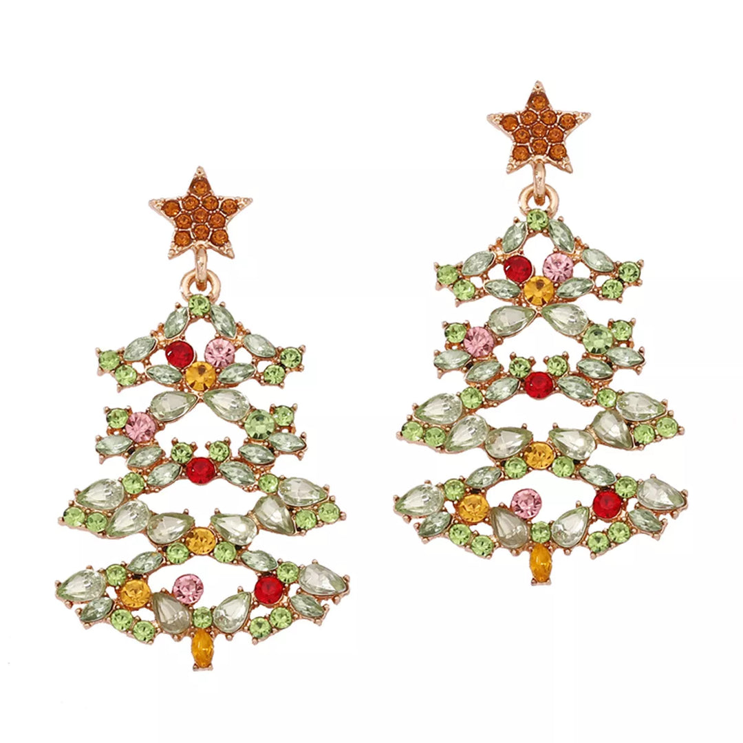 BowLift | Christmas Tree Earrings with Rhinestones