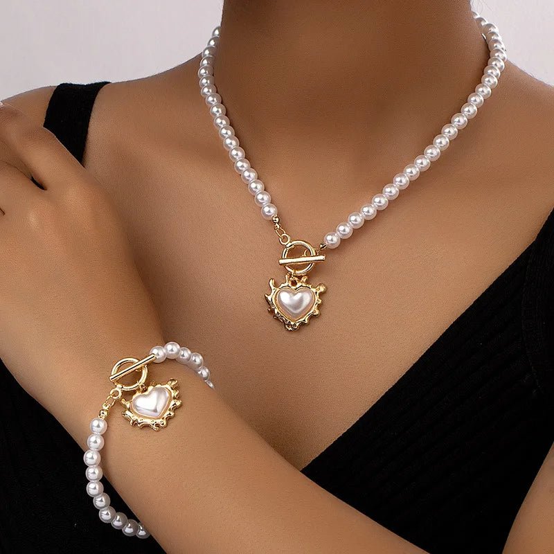 BowLift | 2pc Beaded Heart Pendant Bracelet and Necklace Set