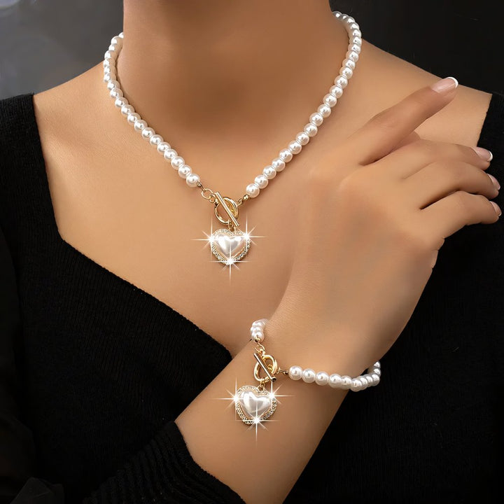 BowLift | 2pc Beaded Heart Pendant Bracelet and Necklace Set