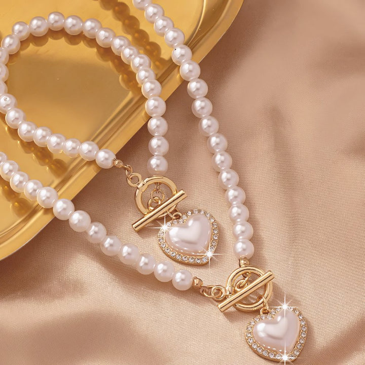 BowLift | 2pc Beaded Heart Pendant Bracelet and Necklace Set