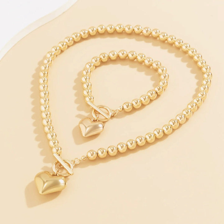 BowLift | 2pc Beaded Heart Pendant Bracelet and Necklace Set