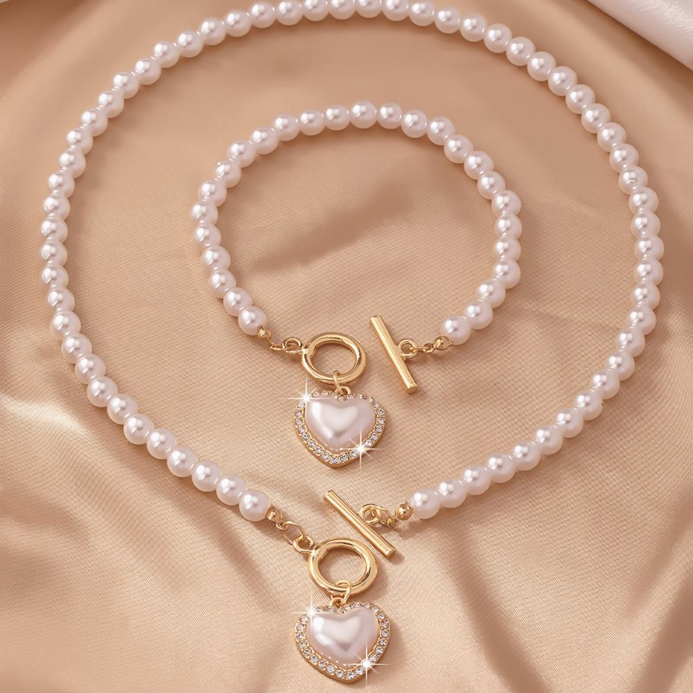 BowLift | 2pc Beaded Heart Pendant Bracelet and Necklace Set