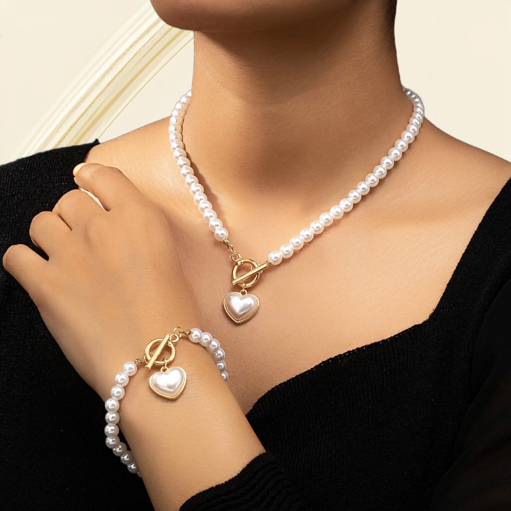 BowLift | 2pc Beaded Heart Pendant Bracelet and Necklace Set