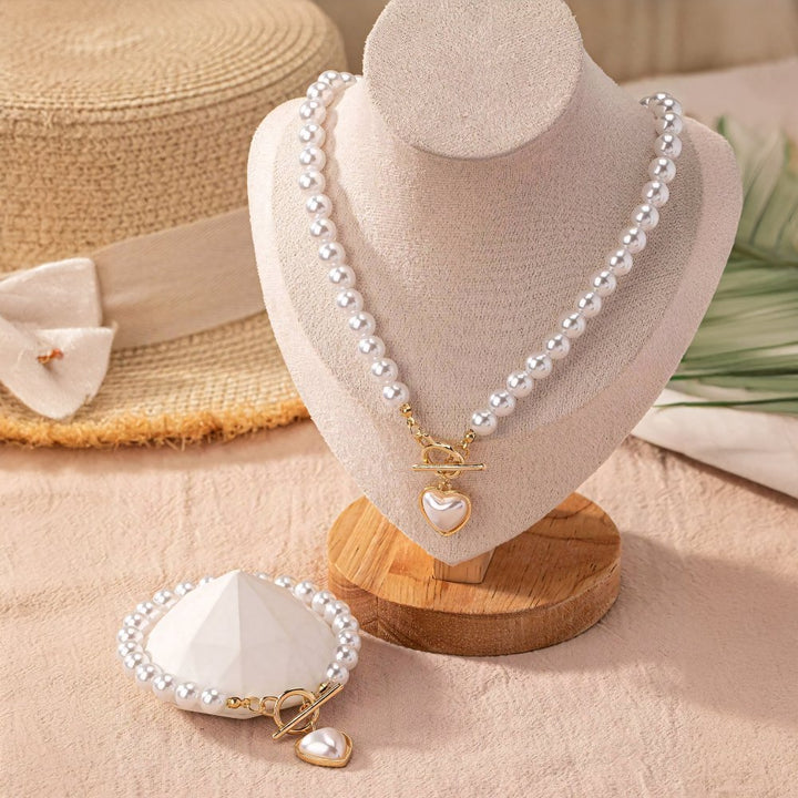 BowLift | 2pc Beaded Heart Pendant Bracelet and Necklace Set