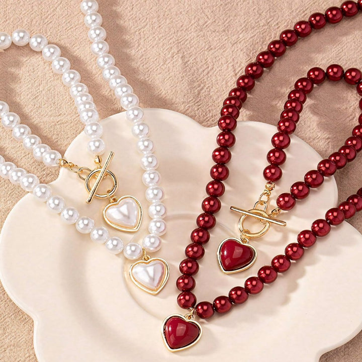BowLift | 2pc Beaded Heart Pendant Bracelet and Necklace Set