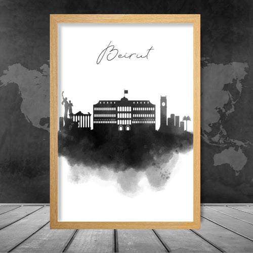 Beirut Watercolor Skyline Cityscape Print | Bowlift