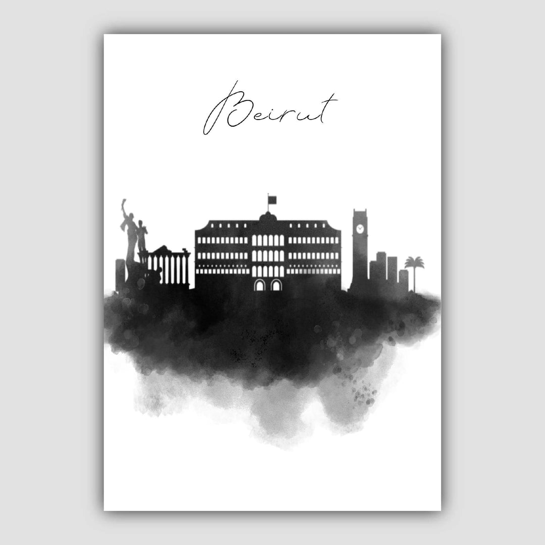Beirut Watercolor Skyline Cityscape Print | Bowlift