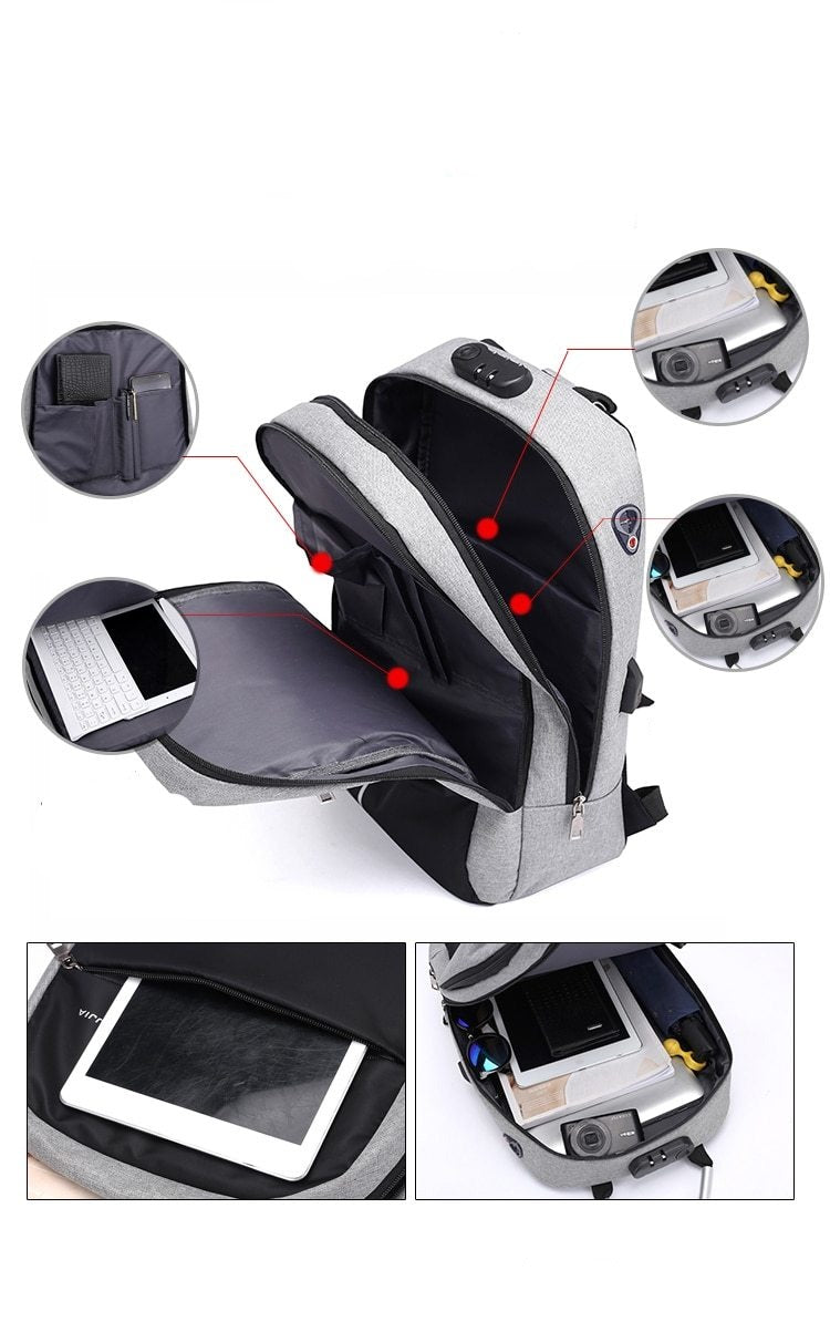 Water-Resistant Anti-Theft Laptop Backpack – Hidden Zipper Design with USB Charging | Bowlift