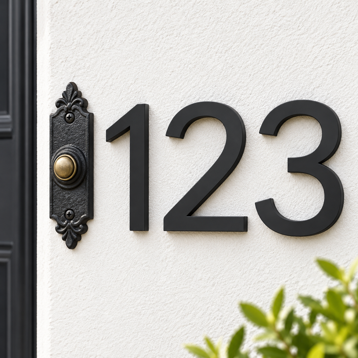Brushed Metal Adhesive Numerical House Plaque Bowlift