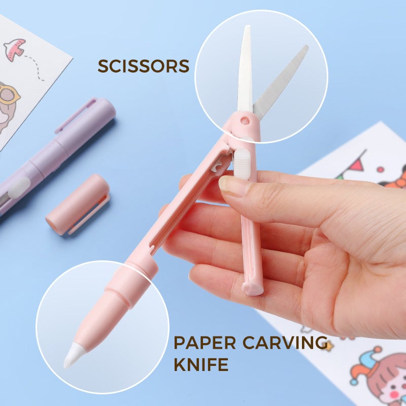 BowLift | Mini Folding Pen Scissors Graving Knife for Kids
