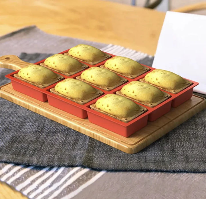 Big 9-Cavity Silicone Mini Loaf Pan Non-Stick Baking Mold | Bowlift