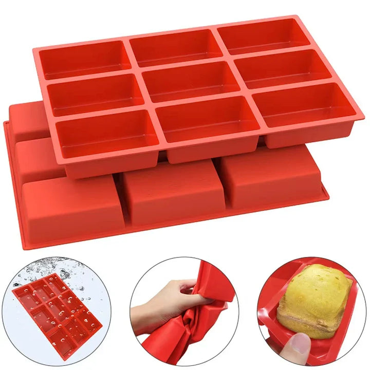 Big 9-Cavity Silicone Mini Loaf Pan Non-Stick Baking Mold | Bowlift