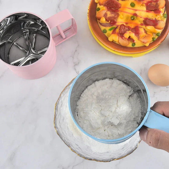 Big Size Stainless Steel Hand-held Semi-automatic Flour Sifter Cup | Bowlift