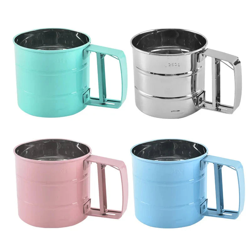Big Size Stainless Steel Hand-held Semi-automatic Flour Sifter Cup | Bowlift