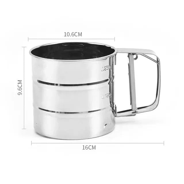 Big Size Stainless Steel Hand-held Semi-automatic Flour Sifter Cup | Bowlift