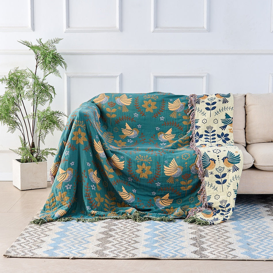 BowLift | Cotton Throw Blanket Nordic Bird Design