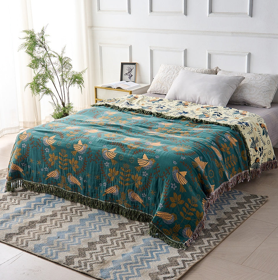 BowLift | Cotton Throw Blanket Nordic Bird Design