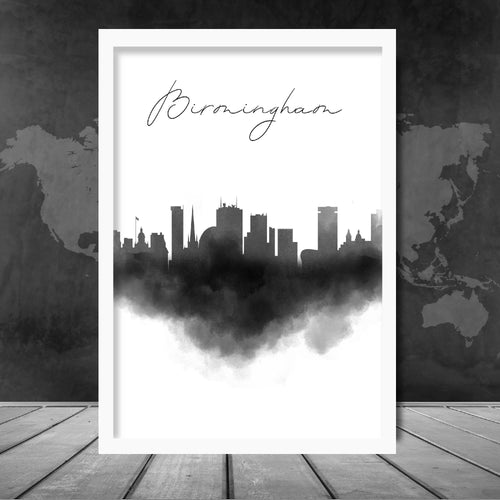 Birmingham Watercolor Skyline City View Print | Bowlift