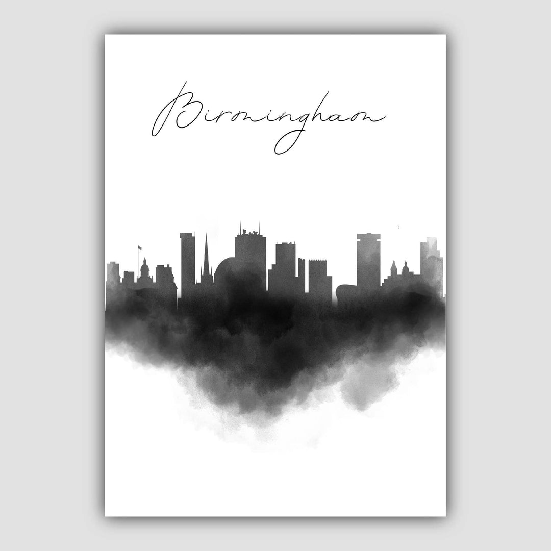 Birmingham Watercolor Skyline City View Print | Bowlift