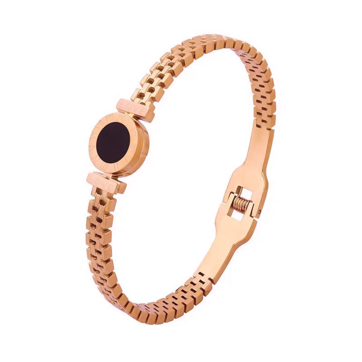BowLift | Black Center Roman Numeral Accented Bangle Bracelet