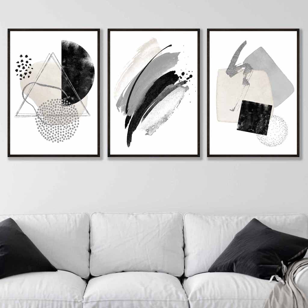 Abstract Gray Black and Silver Wall Art Prints | Bowlift