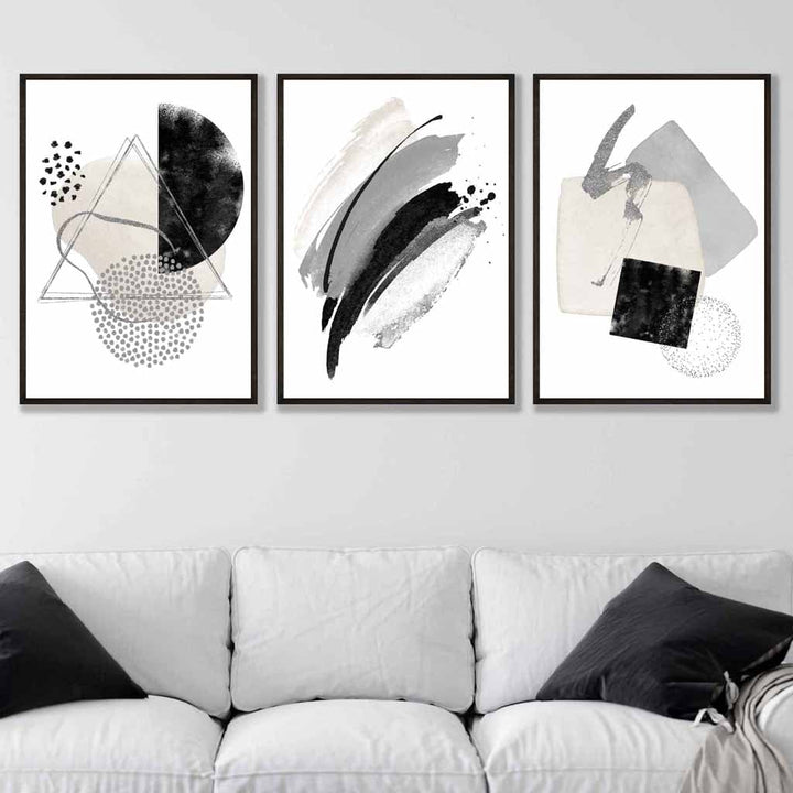 Abstract Gray Black and Silver Wall Art Prints | Bowlift