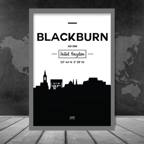 Blackburn City Skyline City View Print | Bowlift