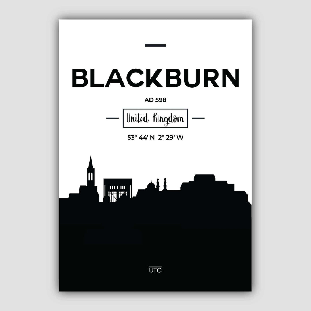 Blackburn City Skyline City View Print | Bowlift