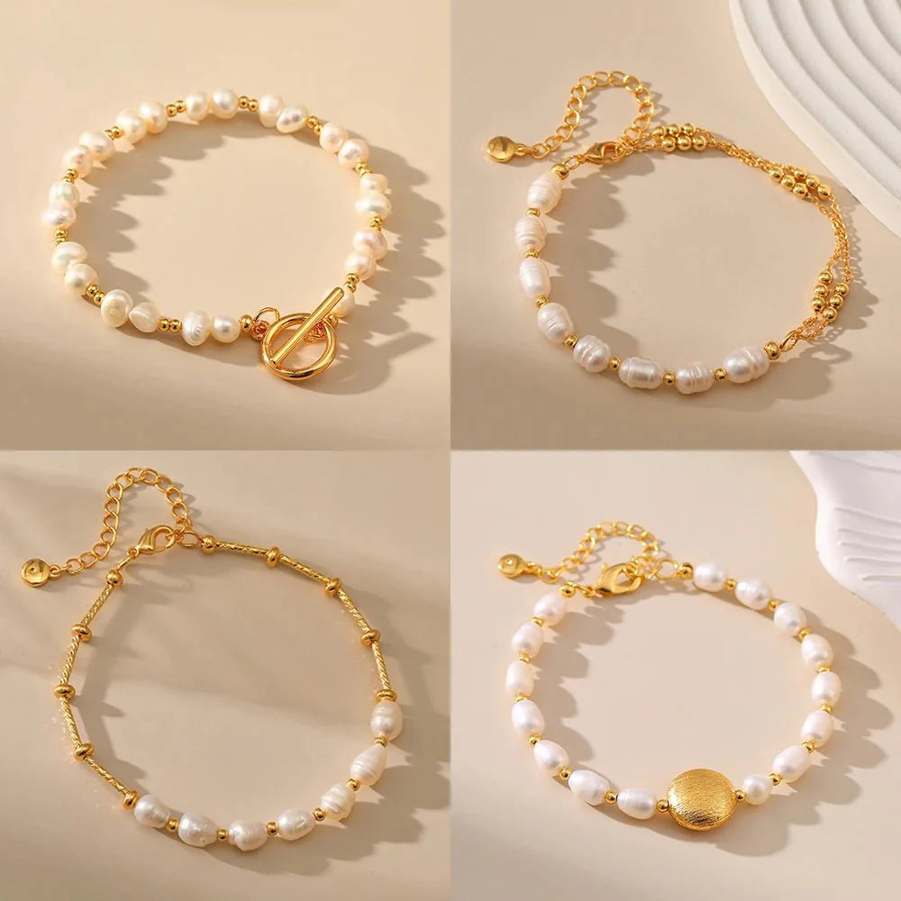 BowLift | Boho Gold Accented Pearl Bracelets