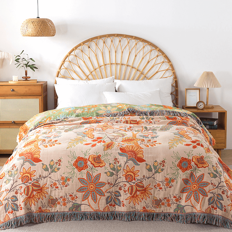 BowLift | BohoWeave – Cotton Reversible Blanket with Jacquard Boho Pattern