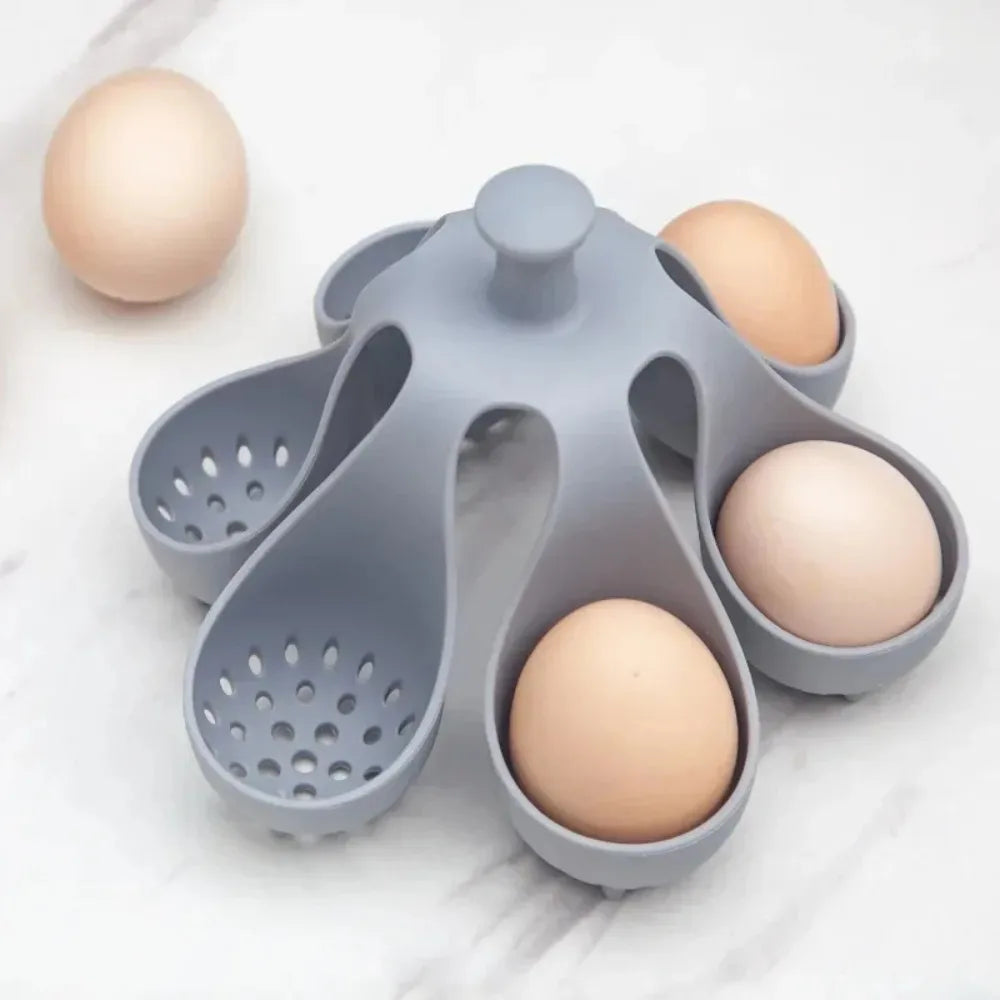 Boiled Egg Holder Silicone Egg Steamer Tray with Anti-Scald Handle | Bowlift