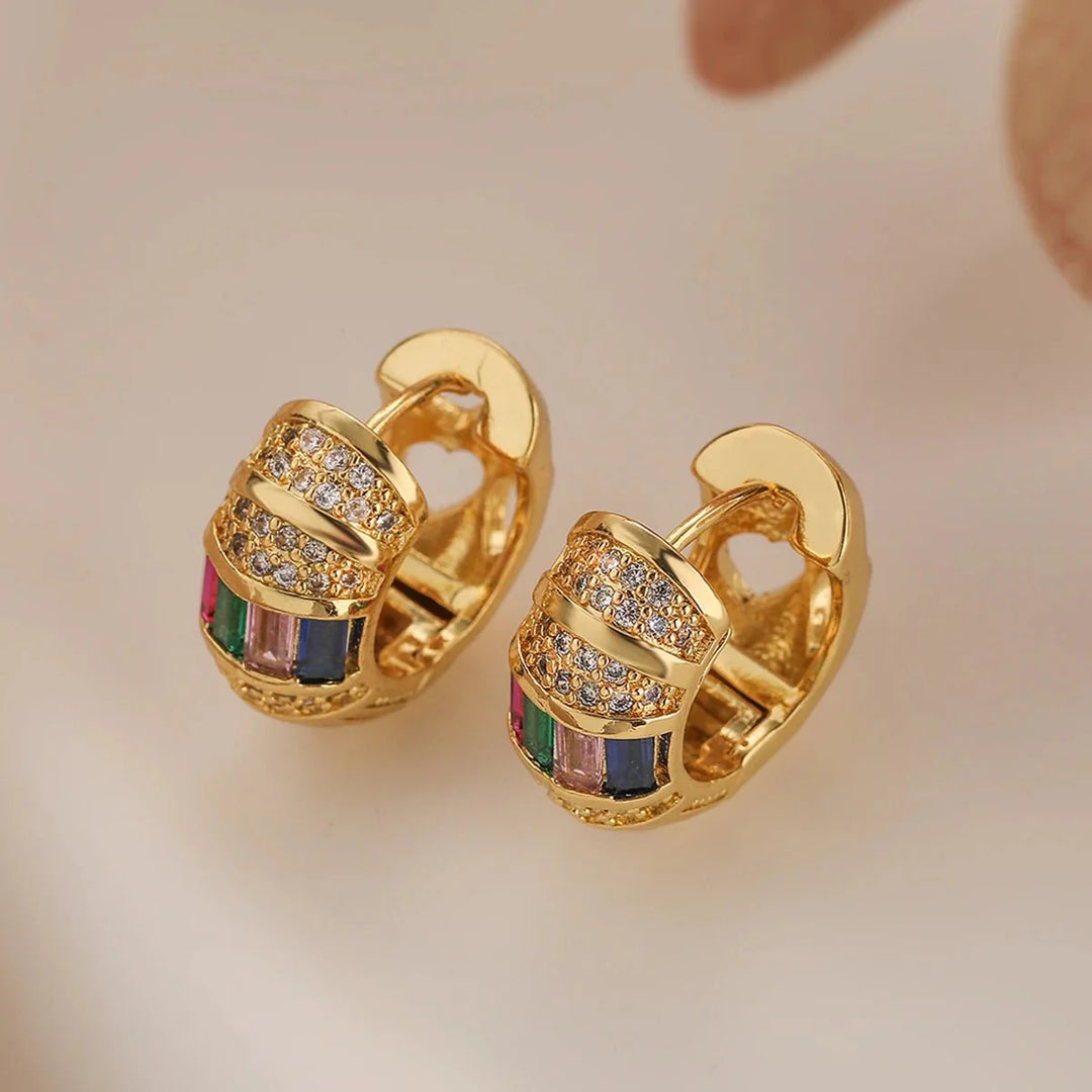BowLift | Bold Baguette Scattered Diamond Hoop Earrings