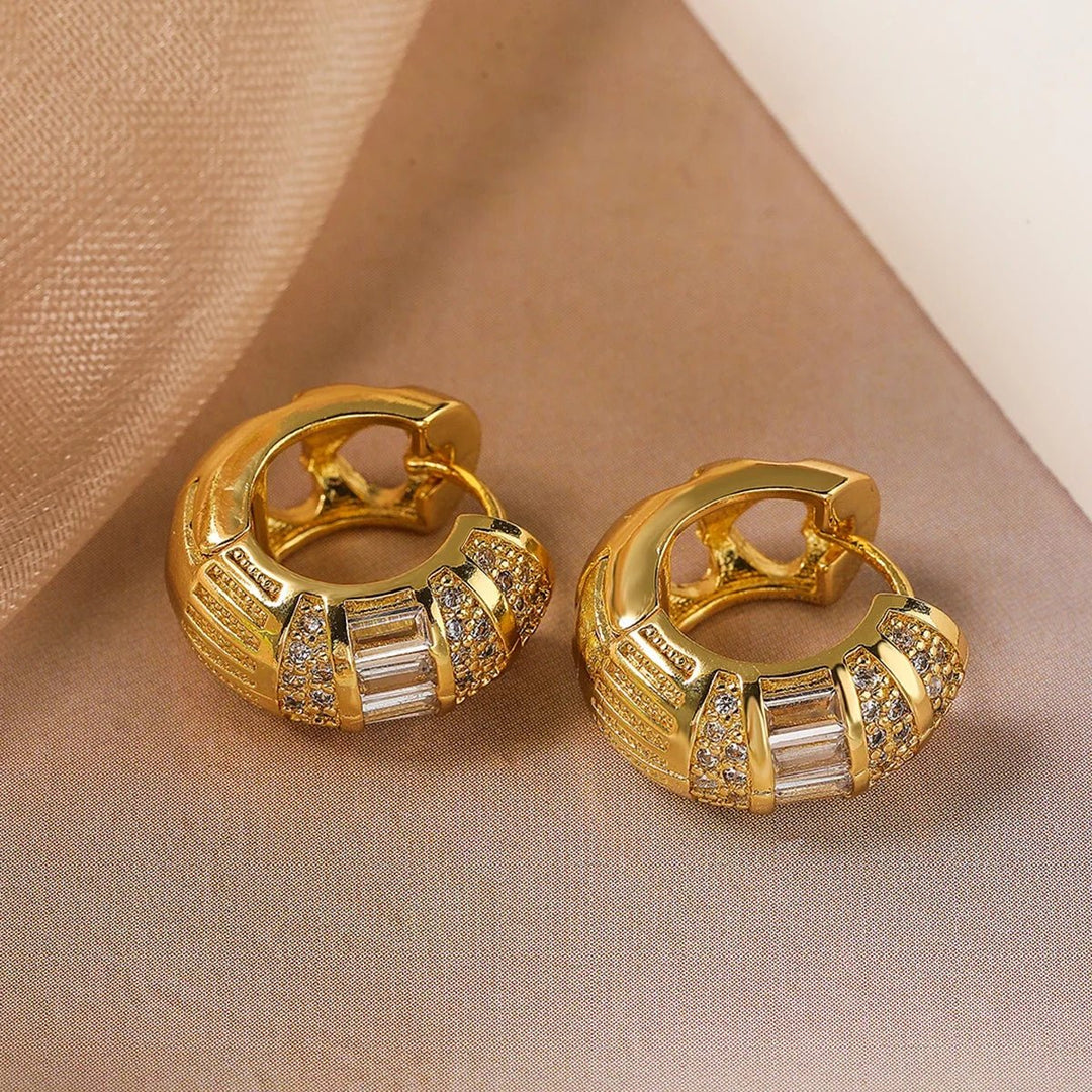 BowLift | Bold Baguette Scattered Diamond Hoop Earrings